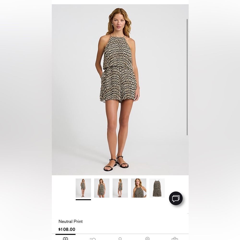 Express Chic Black and Cream Patterned Pleated Romper